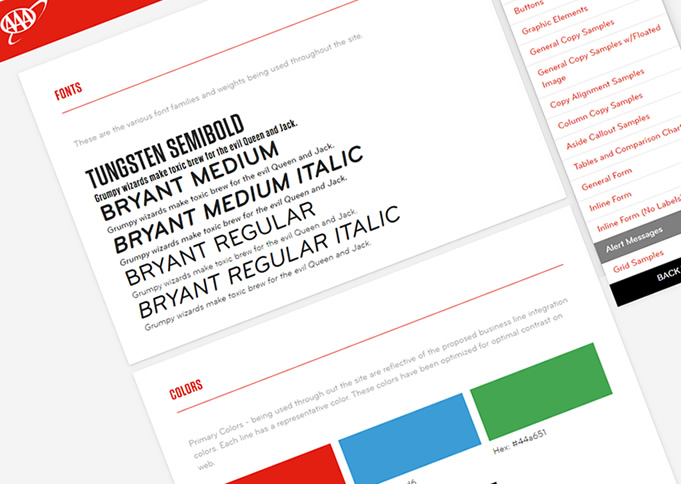 AAA Styleguide screenshot