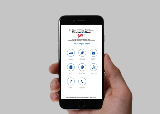 AAA Rescue Me Now service selection screen image